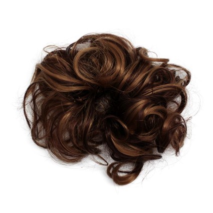 Pasillo de pelo desordenado del bollo con el pelo artificial arrugado - Marrón oscuro y marrón claro