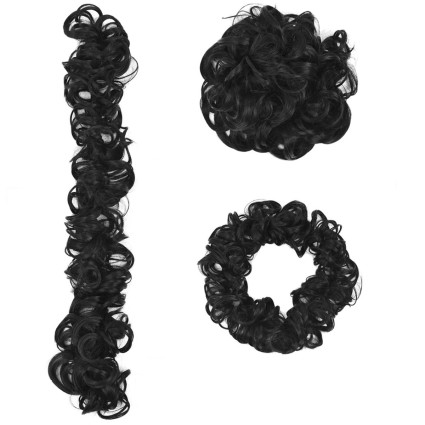 Messy Curly Moño de pelo # 1B - Negro azabache