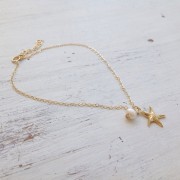 Cadena de tobillo - Estrella de mar + Perla