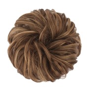 Pasillo de pelo desordenado del bollo con el pelo artificial arrugado - 6AH27 Marrón Ceniza y Marrón Dorado