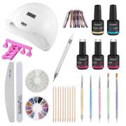 Kit de Inicio para Uñas - Set Pro de Esmalte de Gel con Secador de Uñas de 80W con Pantalla, Colores y Accesorios (CA-01 Edición Limitada)