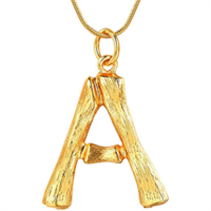 Alfabeto de bambú de oro / collar de letras - a
