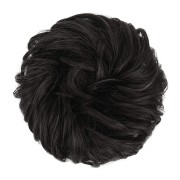 Pasillo de pelo desordenado del bollo con el pelo artificial arrugado - # 4 Negro marrón