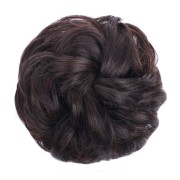 Pasillo de pelo desordenado del bollo con el pelo artificial arrugado - #2/33 Mezcla de marrón oscuro y marrón rojizo oscuro