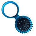 Espejo de maquillaje compacto con cepillo de pelo - Azul