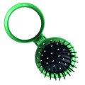 Espejo de maquillaje compacto con cepillo de pelo - Verde