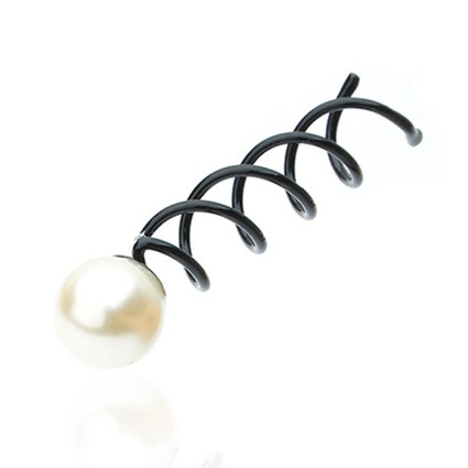 Horquillas espirales Spin Pins Negro Con Perla Blanca 2ds