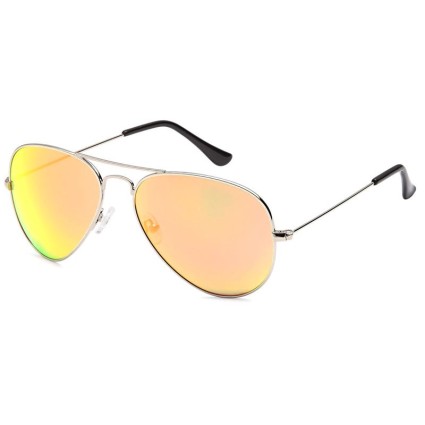 Lux Gafas de sol de piloto de aviador - Vidrio espejado amarillo, marco plateado