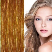 Extensiones de pelo con purpurina Bling Silver 100 unidades de mechón de pelo con purpurina 80 cm - Oro