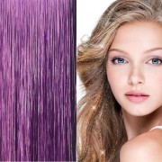 Extensiones de pelo con purpurina Bling Silver 100 unidades de mechón de pelo con purpurina 80 cm - Púrpura