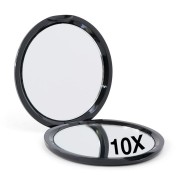 Espejo compacto de doble cara con aumento de 10x - Negro