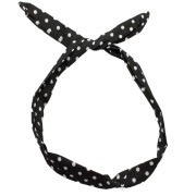 Banda de pelo Flexi con alambre de acero - Lunares blancos y negros