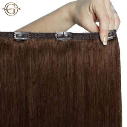 Clip on hair extensions #12 Light Golden Brown - 7 pieces - 50 cm | Gold24