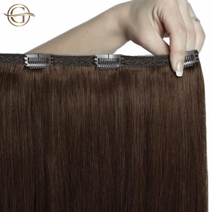 Clip on hair extensions #33 Copper brown - 7 pieces - 50 cm | Gold24
