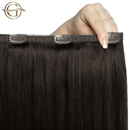 Clip en extensiones de cabello # 2 Marrón oscuro - 7 piezas - 50 cm | Gold24