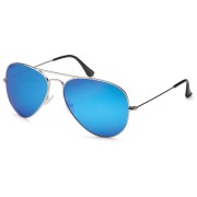 Lux Gafas de sol de piloto de aviador - Vidrio azul y marco plateado