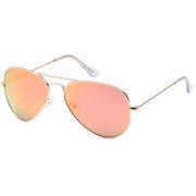 Lux Gafas de sol de piloto de aviador - Vidrio rosa y marco dorado
