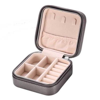 Caja de joyería UNIQ para pendientes en cuero sintético - Black Square - Negro