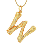 Alfabeto de bambú de oro / collar de letras - w