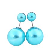 Pendientes de perlas dobles, turquesa