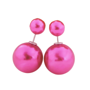 Pendientes de perlas dobles, rosa