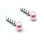 Horquillas espirales Spin Pins Negro Con Perla Rosa 2uds