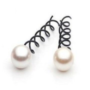 Horquillas espirales Spin Pins Negro Con Perla Blanca 2ds