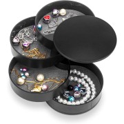 Uniq Round Jewely Box / Organizer con 4 compartimentos - Negro